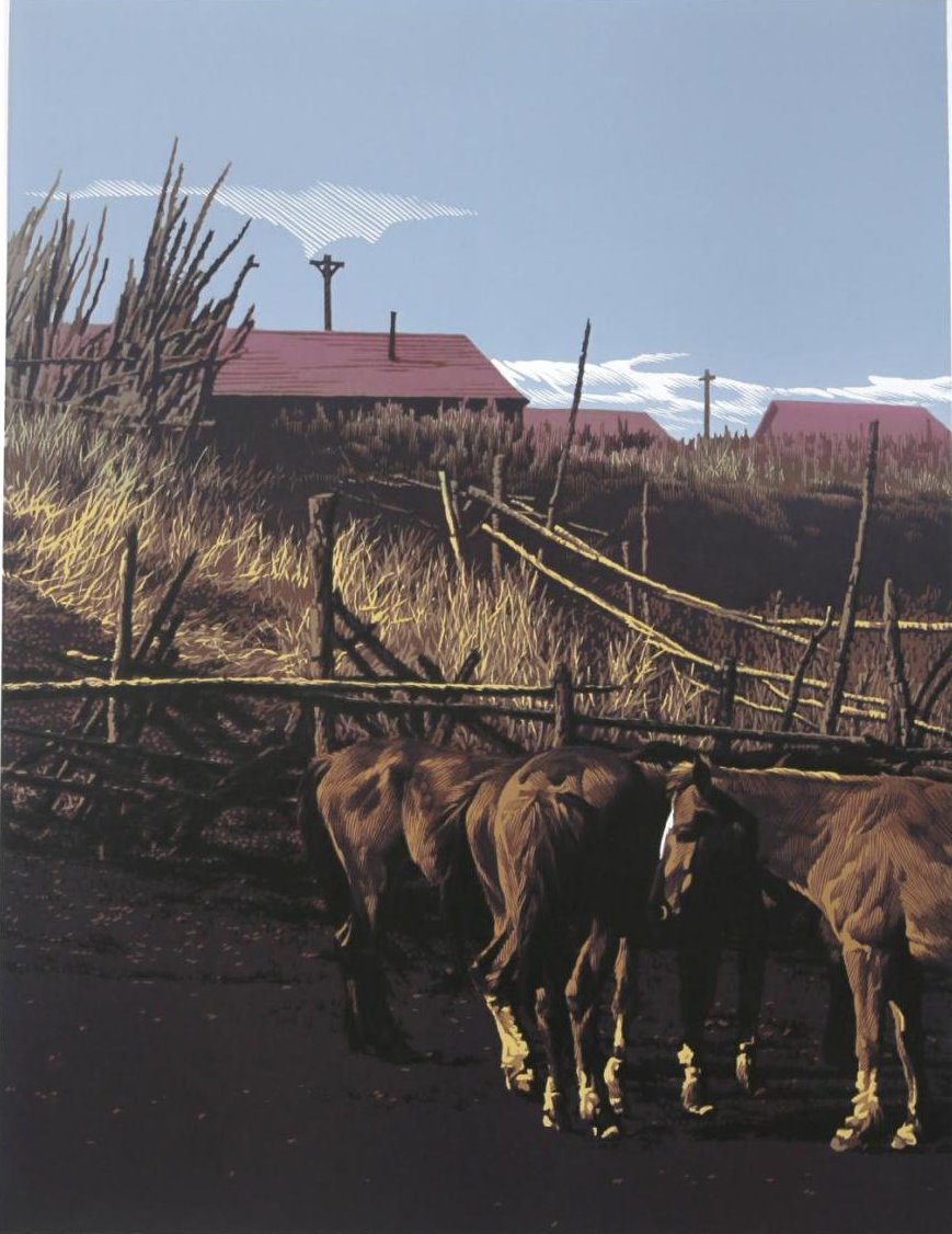 《坝上牧场》 绝版木版 85×65cm 2018年